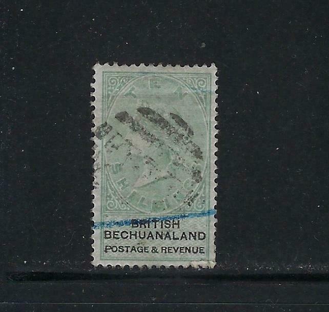 BECHUANALAND PROTECTORATE SCOTT #20 1887 WMK 14- 10SH- PEN CANCEL (SPACE FILLER)