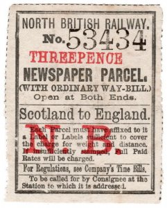 (I.B) North British Railway : Newspaper Parcel 3d (Scotland to England)