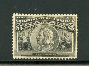 UNITED STATES $5 COLUMBIAN SCOTT #245 VF+ EXPERTLY REGUMMED LH --SCOTT $2300.00