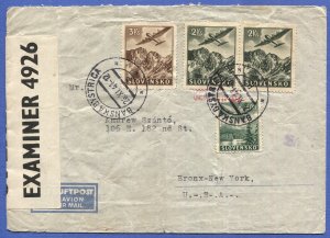 SLOVAKIA  Scarce 1941 BERMUDA Censored Airmail cover, Banska Bystrica to USA