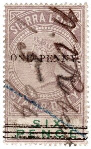 (I.B) Sierra Leone Revenue : Stamp Duty 1d on 6d OP (with hyphen)