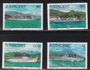 St. Vincent # 662-665, Cruise Ships with Specimen Overprints, NH