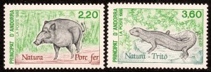 Andorra (French) #376-377  MNH - Animals Wild Boar Newt (1989)