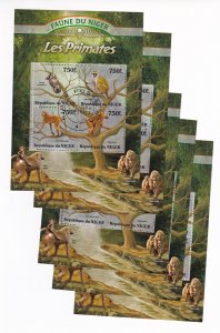 Niger 2013 Fauna Primates Monkeys Sheets Lot CTO x 5