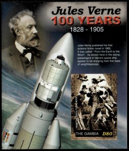 Gambia 2005 - Jules Verne - IMPERF Souvenir Stamp Sheet - Scott #2966 - MNH