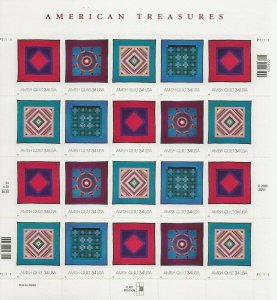 American Treasures Amish Quilts Sheet of Twenty 34 Cent Stamps Scott 3524-27