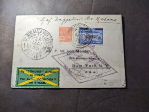 1930 Brazil LZ 127 Graf Zeppelin First Flight Cover FFC to NY USA via Havana