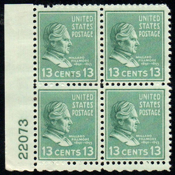 US #818 F-VF OG NH, Plate Block, terrific color!