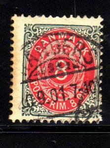 DENMARK #28   1875  8o NUMERALS   F-VF  USED  e