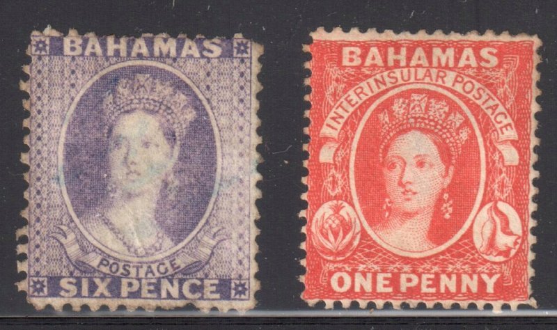 Bahamas #14 Used (Has a thin and a short perf) -- #16 Mint has a thin