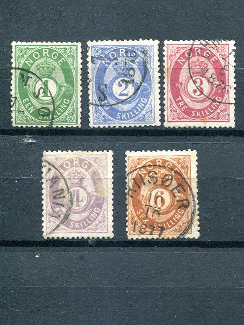 Norway #16-20  used  F-VF -  Lakeshore Philatelics