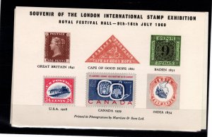 London 1960 Stamp Exhibition error Souvinier Sheet 1 ea