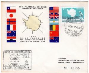 Chile 1975 Antartic Base Gral.B.O'HIGGINS Polar Cover numered and Signed RARE !!