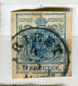 AUSTRIA; 1850s early classic Imperf issue fine used 9k. value fair Postmark