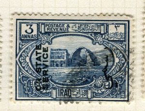 IRAQ; 1924 early Pictorial STATE SERVICE issue used Shade of 3a. value