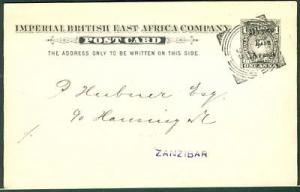 BRITISH EAST AFRICA 1895, H & G #4 1 Anna postcard used