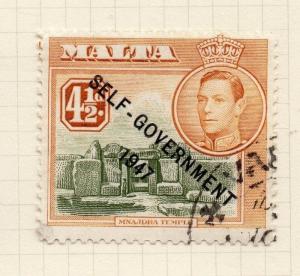 Malta 1948 Early Issue Fine Used 4.5d. Optd Self Gov 276534