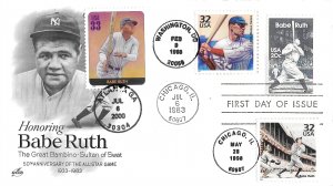 #2046 FDC, 20c Babe Ruth, Art Craft combo