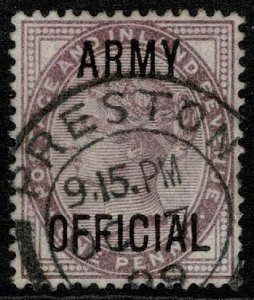 QV Army Official 1896-1901 1d Lilac Die II Wmk. 49 (Imp. Crown) used S.G. O43