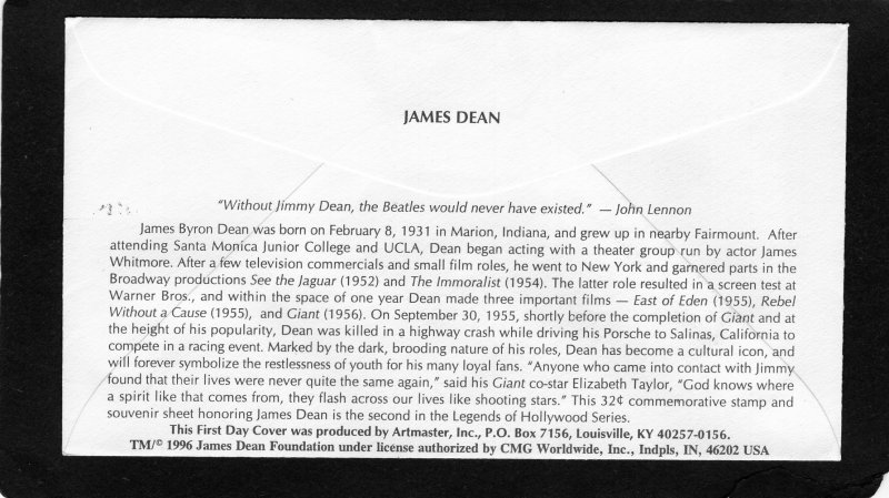 3082 James Dean, FDC Artmaster