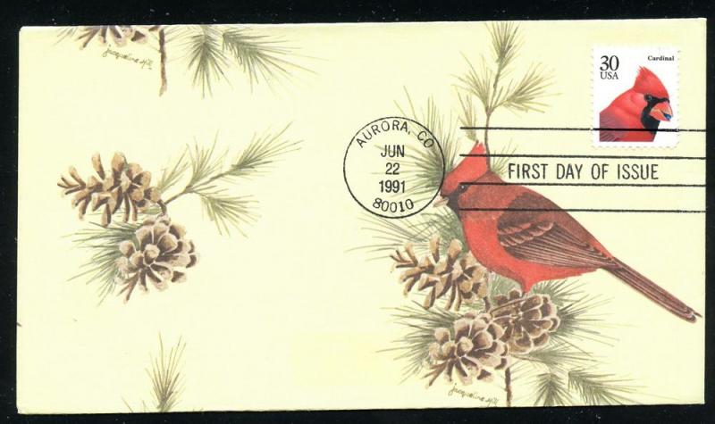 US 2480 UA 30c Cardinal Flora & Fauna, hand made Garniss FDC