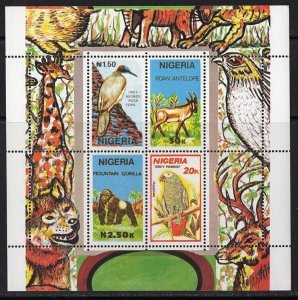 Thematic stamps NIGERIA 1990 WILDLIFE (birds etc) MS603 mint
