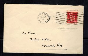 1941 Occupied Jersey England Channel Island cover to Swiss Villa BEach Road