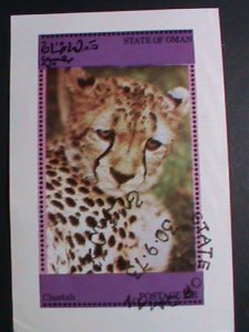 ​OMAN STAMP-1973- WILDCAT-CHEETAH  IMPERF-CTO S/S SHEET VERY FINE