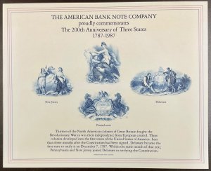 ABNC SO66 1987 Souvenir Card 200th Anniversary of the Three States