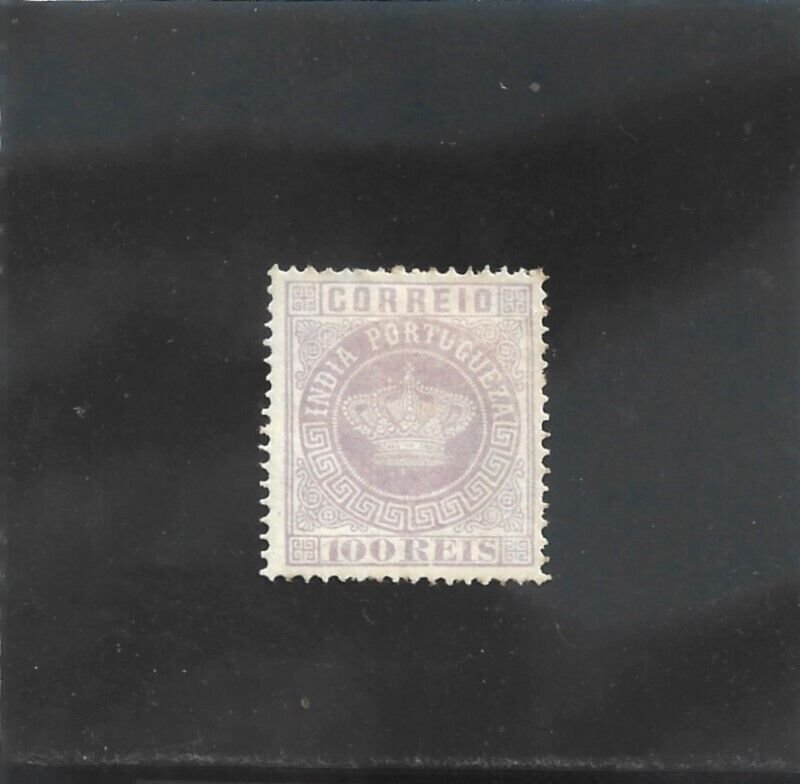 PORTUGUESE INDIA  CROWN 100 REIS (1877)   MH perf. 13,5