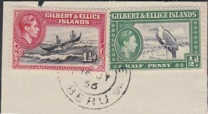 GILBERT & ELLICE IS GVI on 1956 piece POST OFFICE / BERU cds................N474