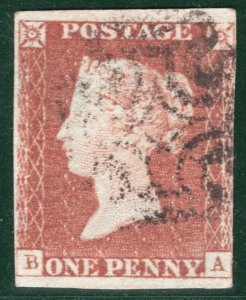 GB QV 1841 PENNY RED SG.8 1d Plate 25 (BA) *STATE 1* Spec BS14 Used MX REDB141