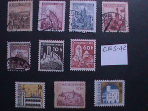 ​CZECHOSLOVAKIA 10 DIFFERENTS-FAMOUS BUILDINGS -USED STAMPS- VERY FINE-CES-42