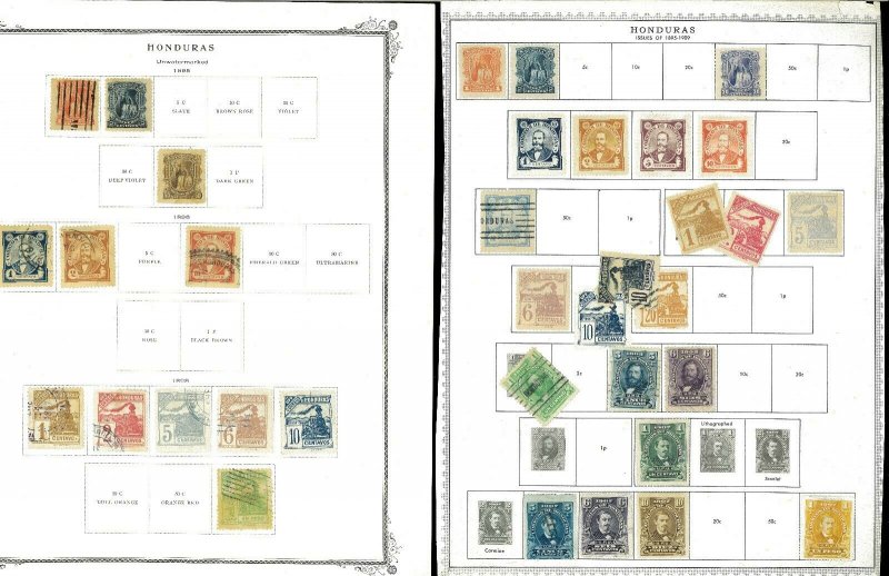 Honduras 1891-early 60's M & U on a Messy Mix of Remaindered Pages.