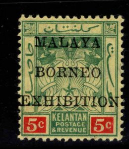 MALAYA Kelantan Scott 4a Borneo Exhibition overprint MH*