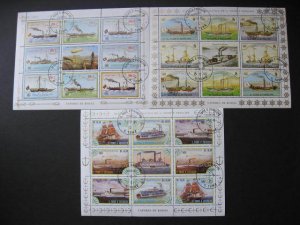 Topical ships, boats, sailboat sailing 3 sheets. Sao Tome & Principe Sc 754-6