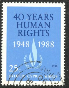 CYPRUS 1988 UN HUMAN RIGHTS ANNIVERSARY Issue Sc 718 VFU