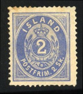 Iceland 1, $1,050, 1873 2s ultramarine, unused without gum, toned spot