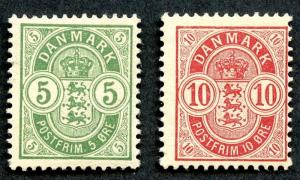 Denmark Sc# 38-39, MH, SCV $31.00.