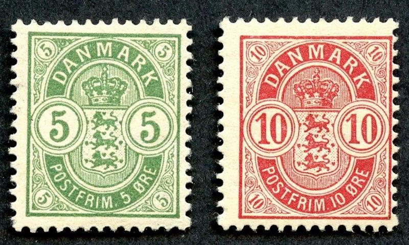 Denmark Sc# 38-39, MH, SCV $31.00.