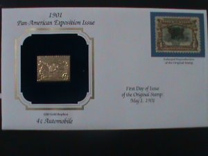 ​UNITED STATES-1901-4C AUTOMOBILE-ERROR- INVERTED CAR-22KT GOLD REPLICA- FDC