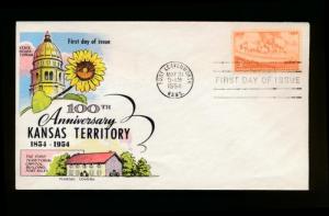 U.S. 1061 Unaddressed multicolor Fluegel FDC, Kansas