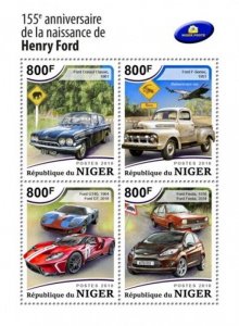 Niger - 2018 Henry Ford Anniversary - 4 Stamp Sheet - NIG18504a