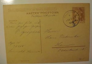 POLAND  USED IN SUDENTENLAND POSTAL CARD 1938 SE 30 FELDPOST B RARE