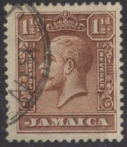 Jamaica 104 (used) 1½p George V, brown (1929)