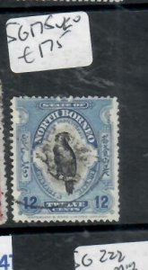 NORTH BORNEO  12C BIRD    SG 175     VFU        P1103H