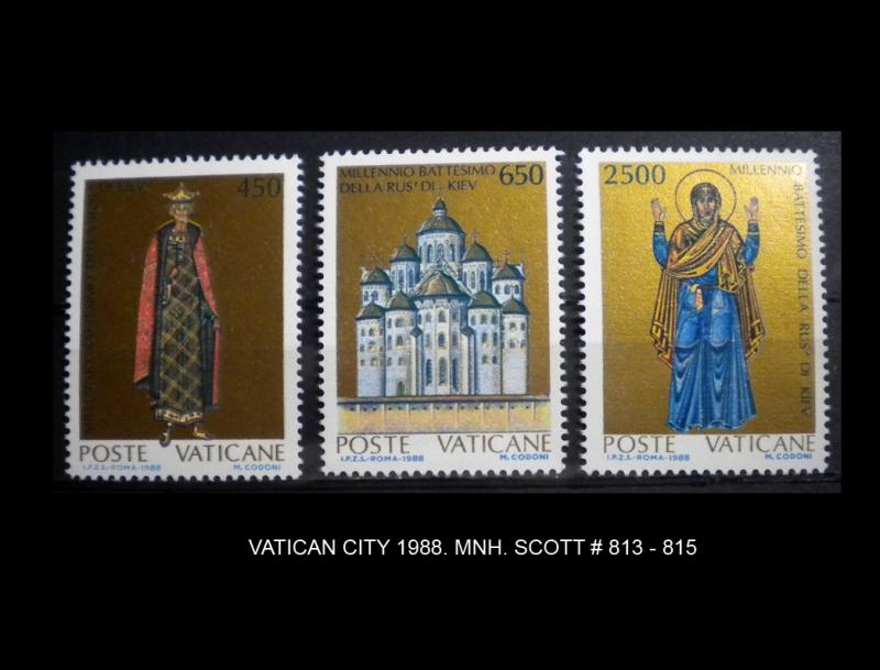 MNH. VATICAN CITY 1988. SCOTT # 813 - 815. CATALOG PRICE $4.45