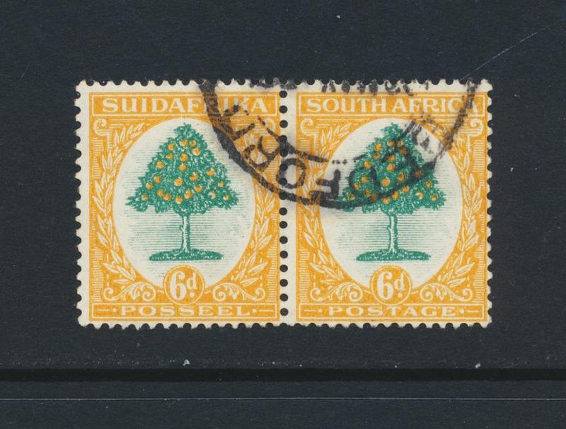 SOUTH AFRICA 1926 6d VF USED PAIR SG#32 CAT£48 $64 (SEE BELOW)