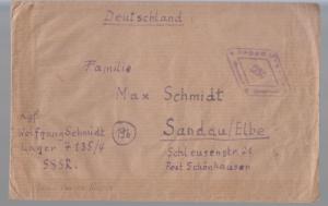 1940s USSR Soviet Union Stampless German POW Camp 7135/4 cover Prisoner of War