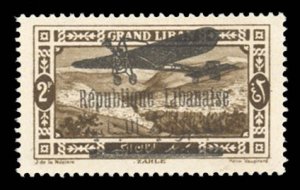 Lebanon #C21var, 1928 2p brown, both overprints in black variety, never hinged